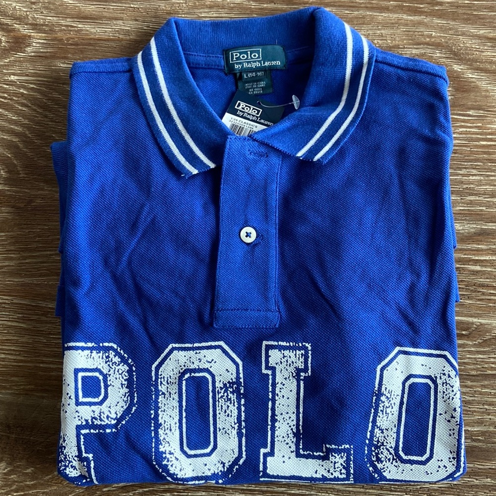 Polo Ralph Lauren Boys Polo Mesh Blue Size 14-16 NWT